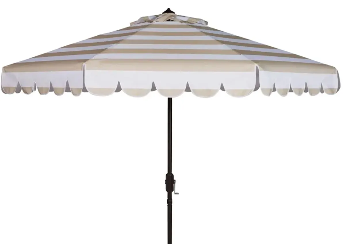 Muriel Single Scallop Striped 9 ft Crank Push Button Tilt Umbrella