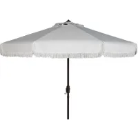 Murphy Fringe 9 ft Crank Outdoor Push Button Tilt Umbrella in Gray by Safavieh