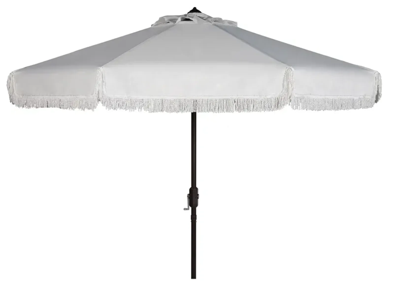 Murphy Fringe 9 ft Crank Outdoor Push Button Tilt Umbrella in Gray by Safavieh