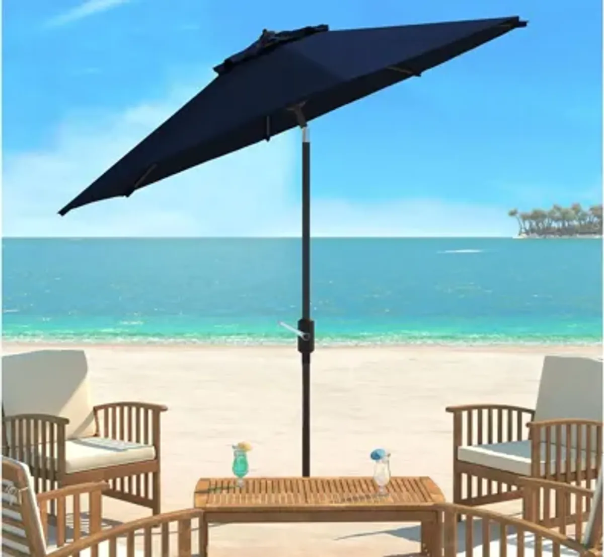 Ortega UV Resistant 9 ft Auto Tilt Crank Umbrella