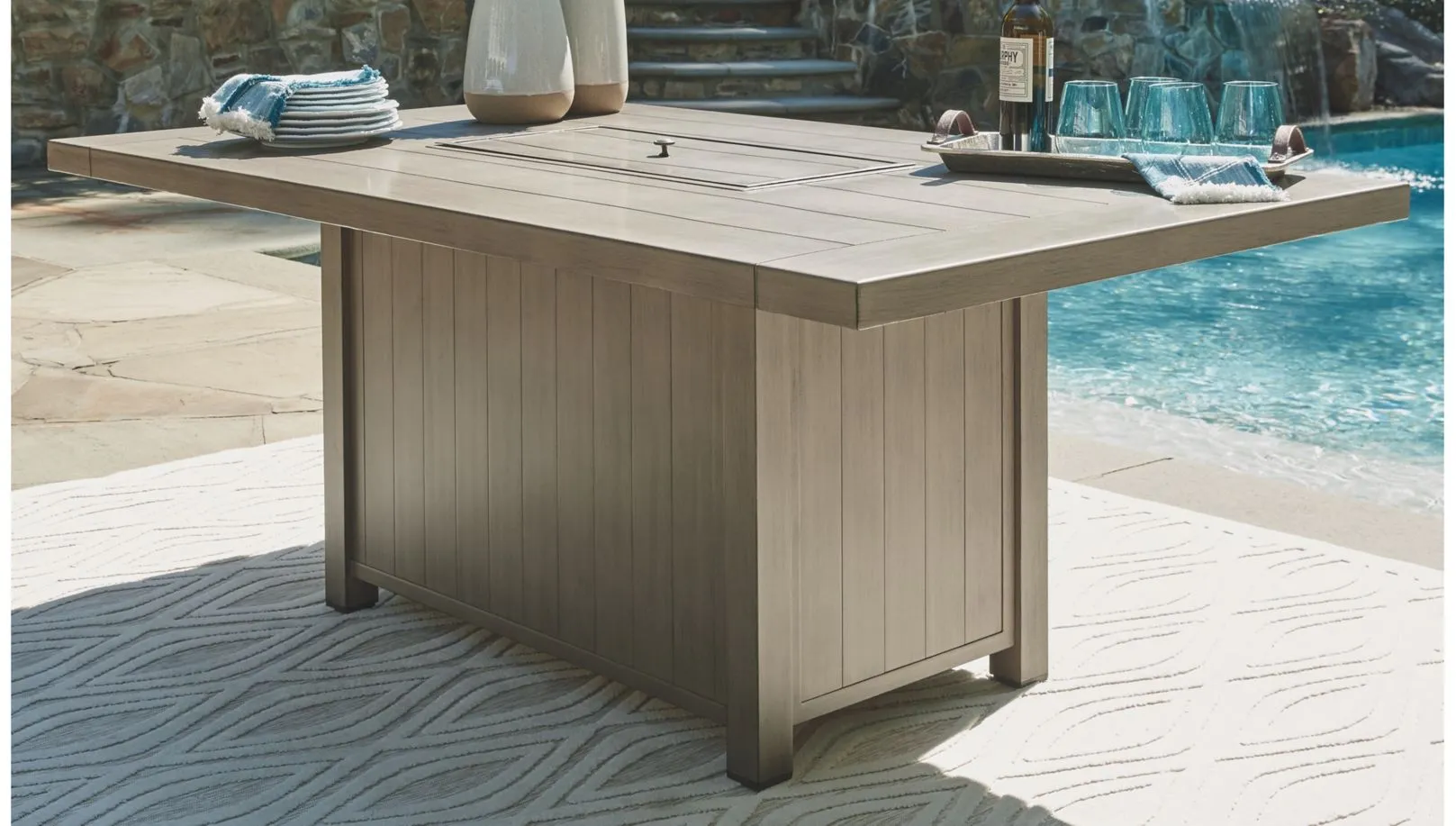 Windon Barn Outdoor Rectangular Fire Pit Table