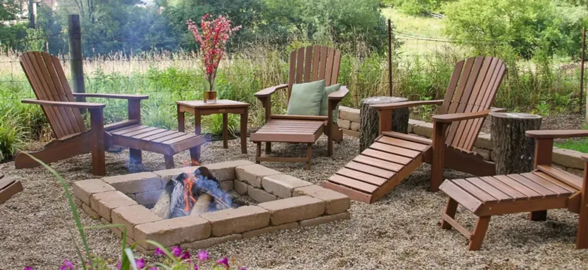 Farmhouse Adirondack Chair with Ottoman