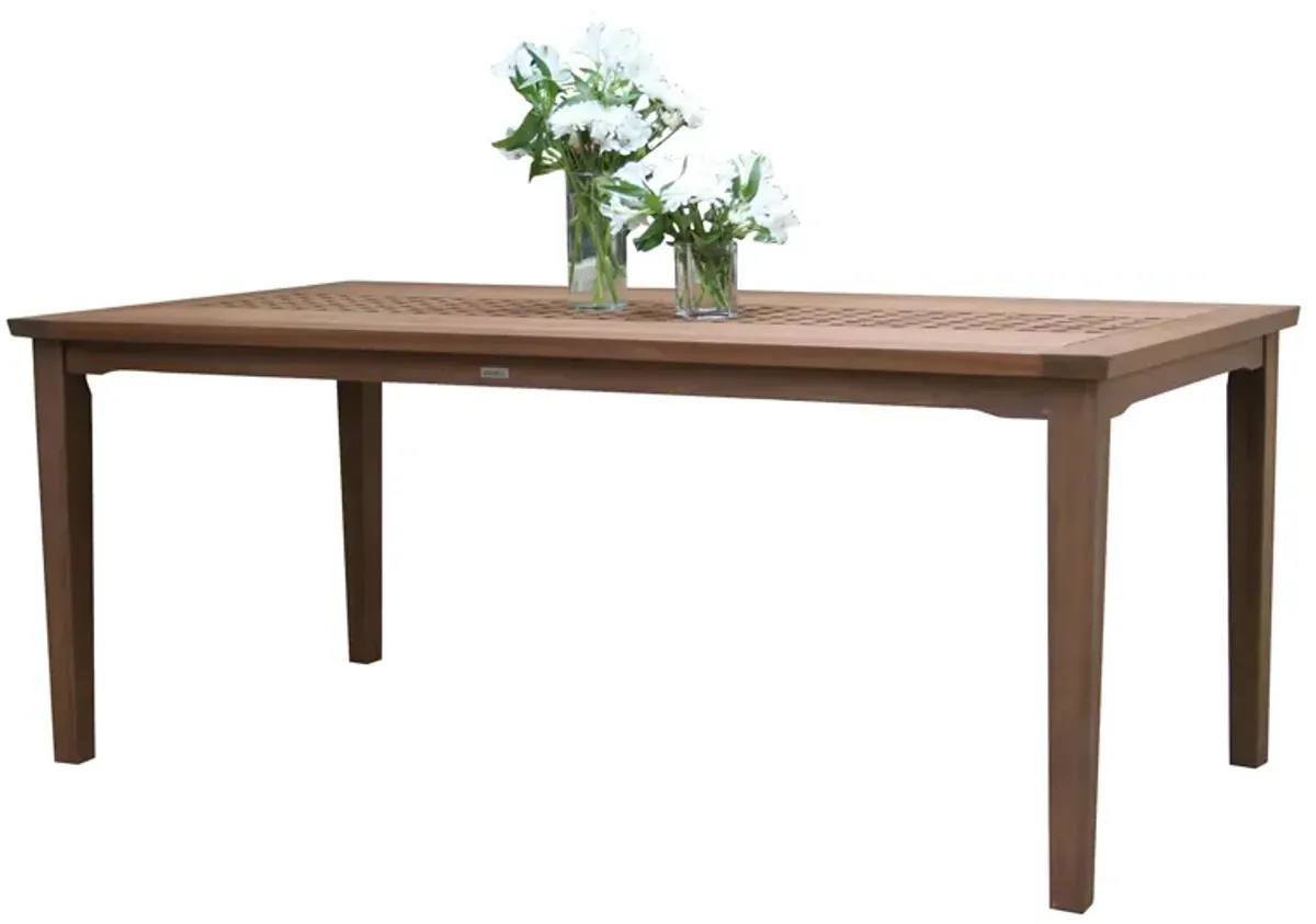 Farmhouse 76" Checkerboard Dining Table in Brown by Outdoor Interiors