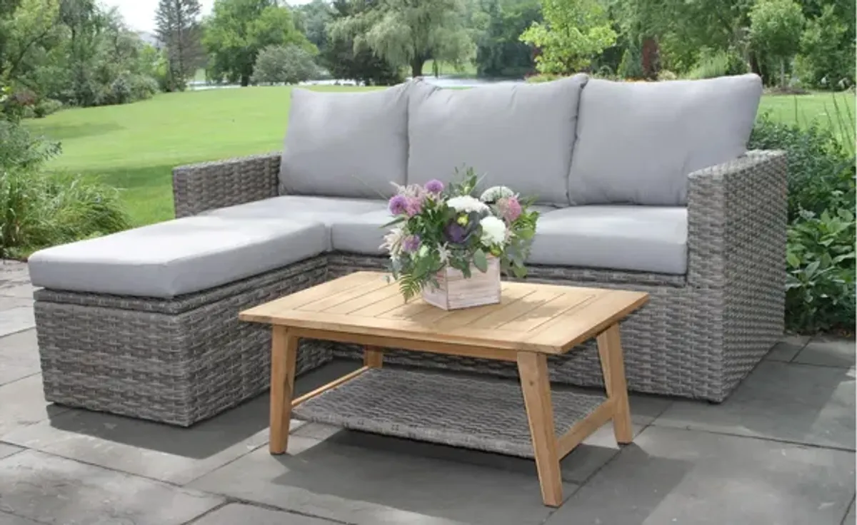 Teak and Wicker Storage Ottoman