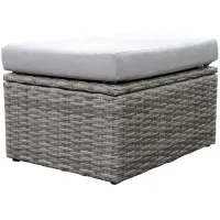Teak and Wicker Storage Ottoman in Grey by Outdoor Interiors