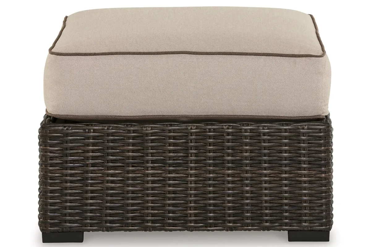 Coastline Bay Outdoor Ottoman in Brown/Beige by Ashley Furniture