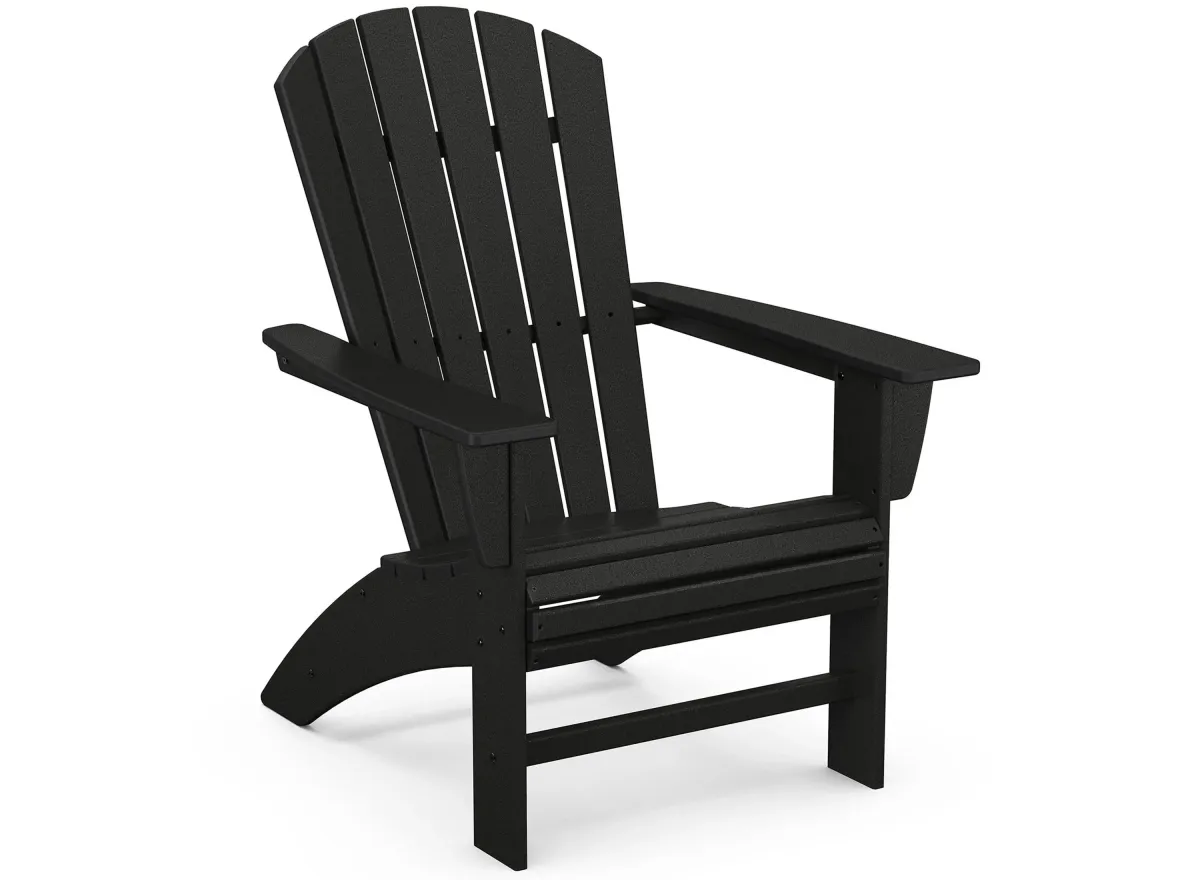 Nautical Curveback Adirondack Chair in Black by Polywood