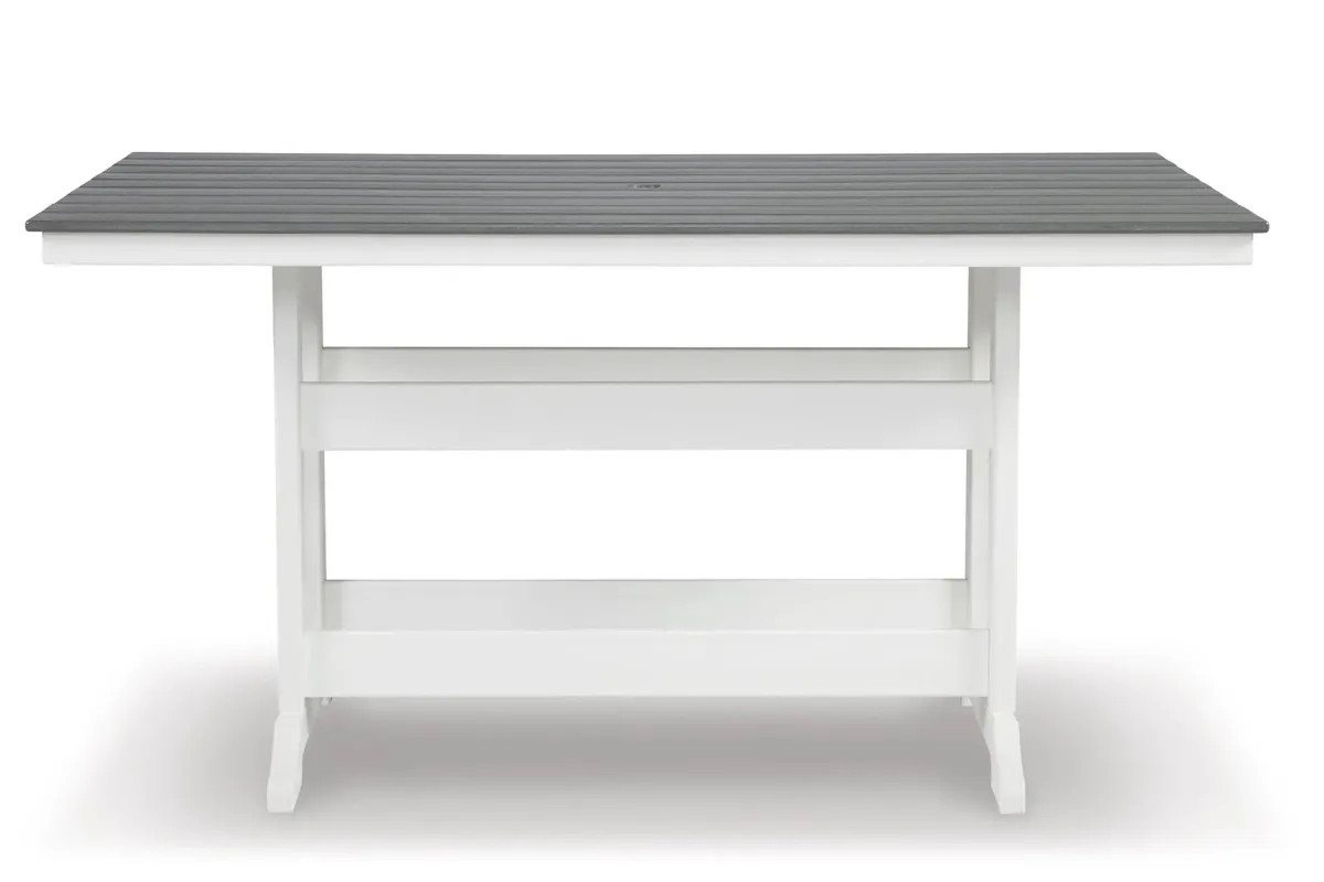 Transville Outdoor Counter Height Table in Gray/White by Ashley Furniture