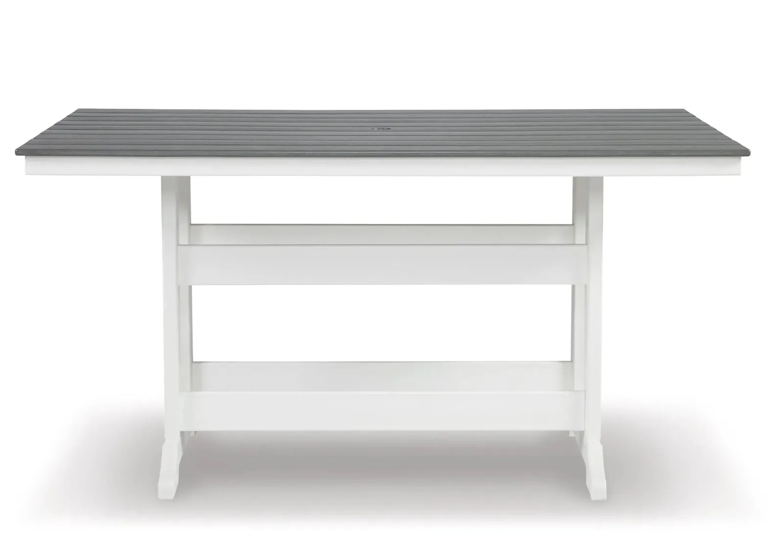 Transville Outdoor Counter Height Table in Gray/White by Ashley Furniture