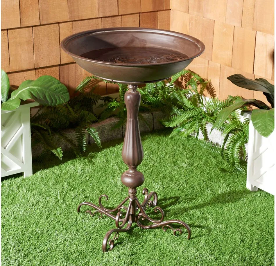 Laban Outdoor Bird Bath in Black by Safavieh