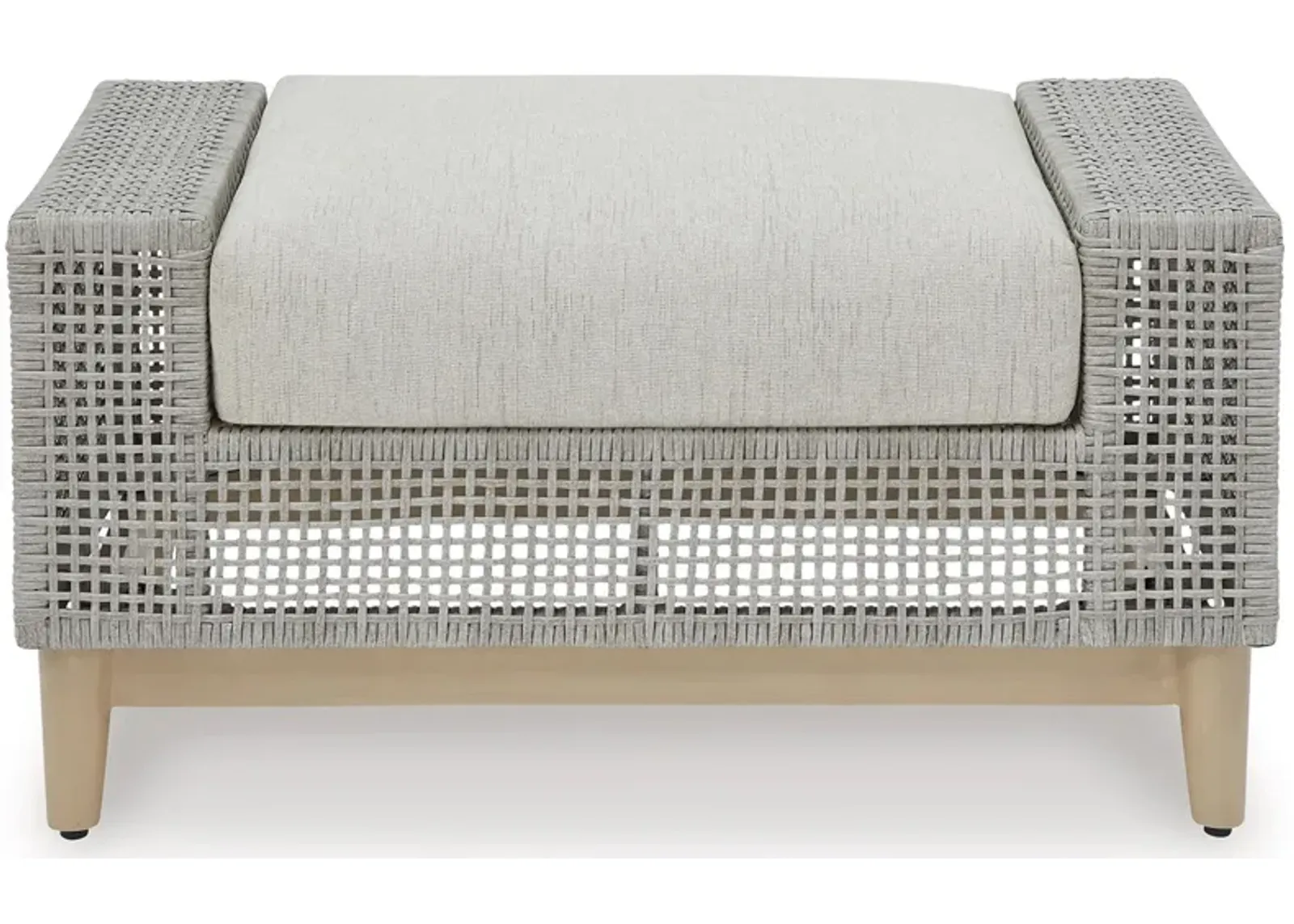 Seton Creek Outdoor Ottoman in Light Gray/Beige by Ashley Furniture