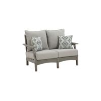 Visola Outdoor Loveseat with Cushions in Gray by Ashley Furniture