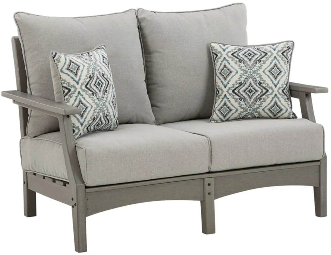 Visola Outdoor Loveseat in Gray by Ashley Furniture