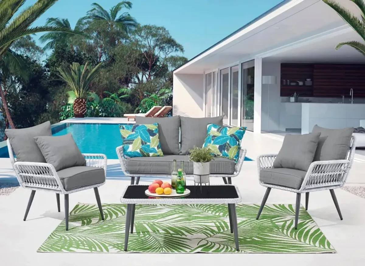 Portofino 3-pc Patio Conversation Set in Grey by Manhattan Comfort