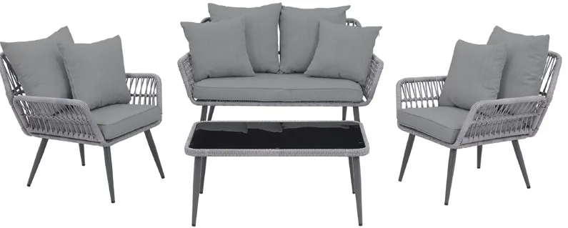 Portofino 3-pc Patio Conversation Set in Grey by Manhattan Comfort