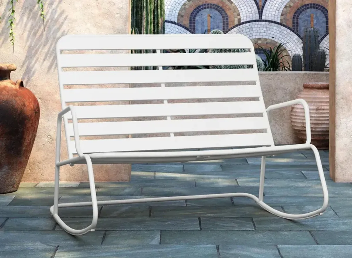 Novogratz Poolside Gossip Outdoor Roberta Rocker Loveseat in White by DOREL HOME FURNISHINGS