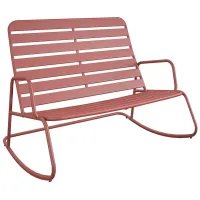 Novogratz Poolside Gossip Outdoor Roberta Rocker Loveseat in Red by DOREL HOME FURNISHINGS