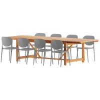 Amazonia Outdoor 9- pc. Eucalyptus Wood Dining Set in Brown;Gray by International Home Miami