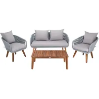 Prester 4-pc. Patio Set in Liberty Bronze, Taupe by Safavieh