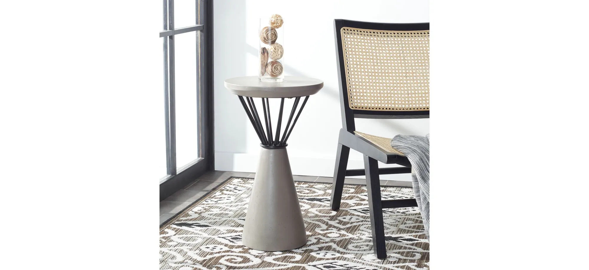 Rocklin Outdoor Concrete Accent Table in Liberty Bronze by Safavieh