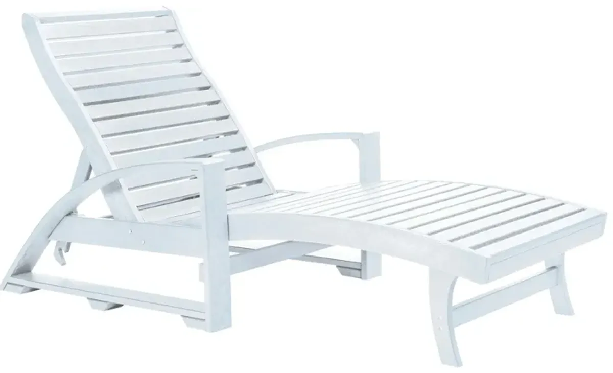 St. Tropez Recycled Outdoor Chaise Lounge with Hidden Wheels in White by C.R. Plastic Products