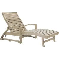 St. Tropez Recycled Outdoor Chaise Lounge with Hidden Wheels in Natural - Palazzo Taupe by C.R. Plastic Products