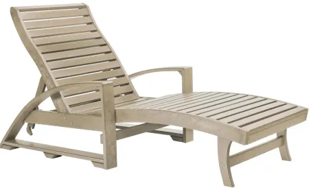 St. Tropez Recycled Outdoor Chaise Lounge with Hidden Wheels in Natural - Palazzo Taupe by C.R. Plastic Products