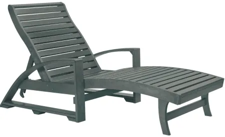 St. Tropez Recycled Outdoor Chaise Lounge with Hidden Wheels in Slate Gray by C.R. Plastic Products