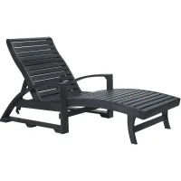 St. Tropez Recycled Outdoor Chaise Lounge with Hidden Wheels in Black by C.R. Plastic Products