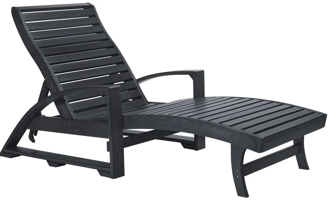 St. Tropez Recycled Outdoor Chaise Lounge with Hidden Wheels in Black by C.R. Plastic Products