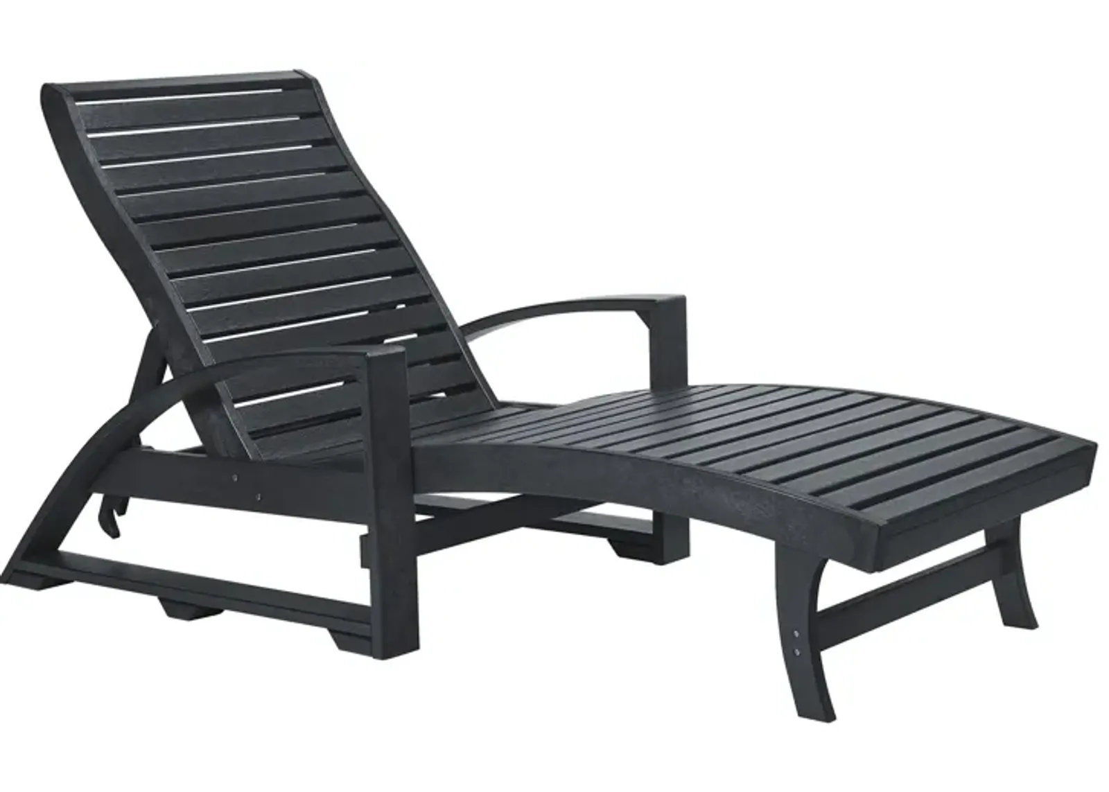 St. Tropez Recycled Outdoor Chaise Lounge with Hidden Wheels in Black by C.R. Plastic Products