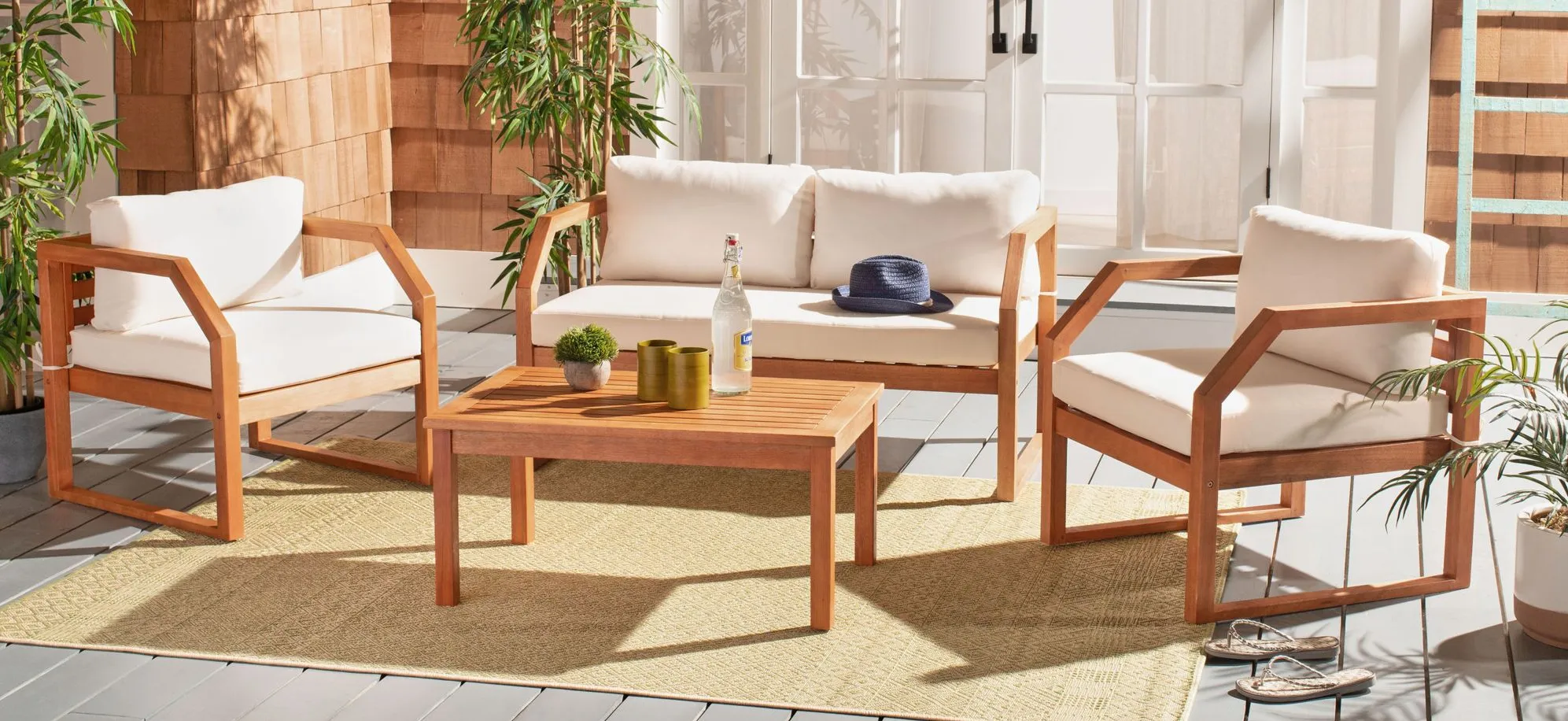 Celine 4-pc. Patio Set in Natural / Beige by Safavieh