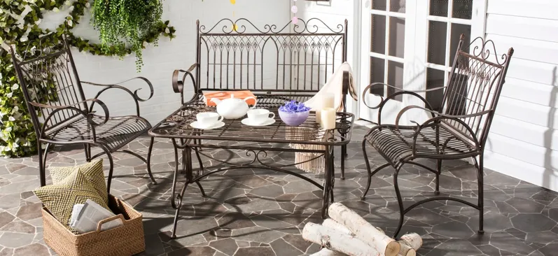 Dennings 4-pc. Patio Set in Dark Slate Gray / White by Safavieh