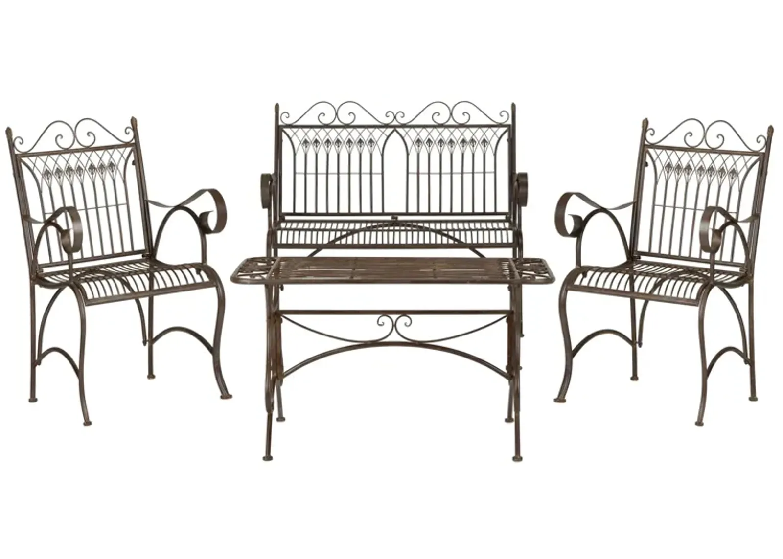 Dennings 4-pc. Patio Set in Dark Slate Gray / White by Safavieh