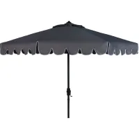 Doreen Single Scallop 9 ft Crank Outdoor Push Button Tilt Umbrella in Taupe by Safavieh