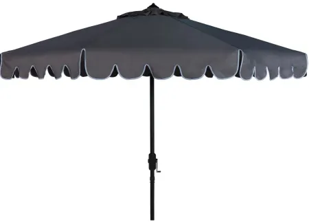 Doreen Single Scallop 9 ft Crank Outdoor Push Button Tilt Umbrella in Natural / Beige Cushion by Safavieh