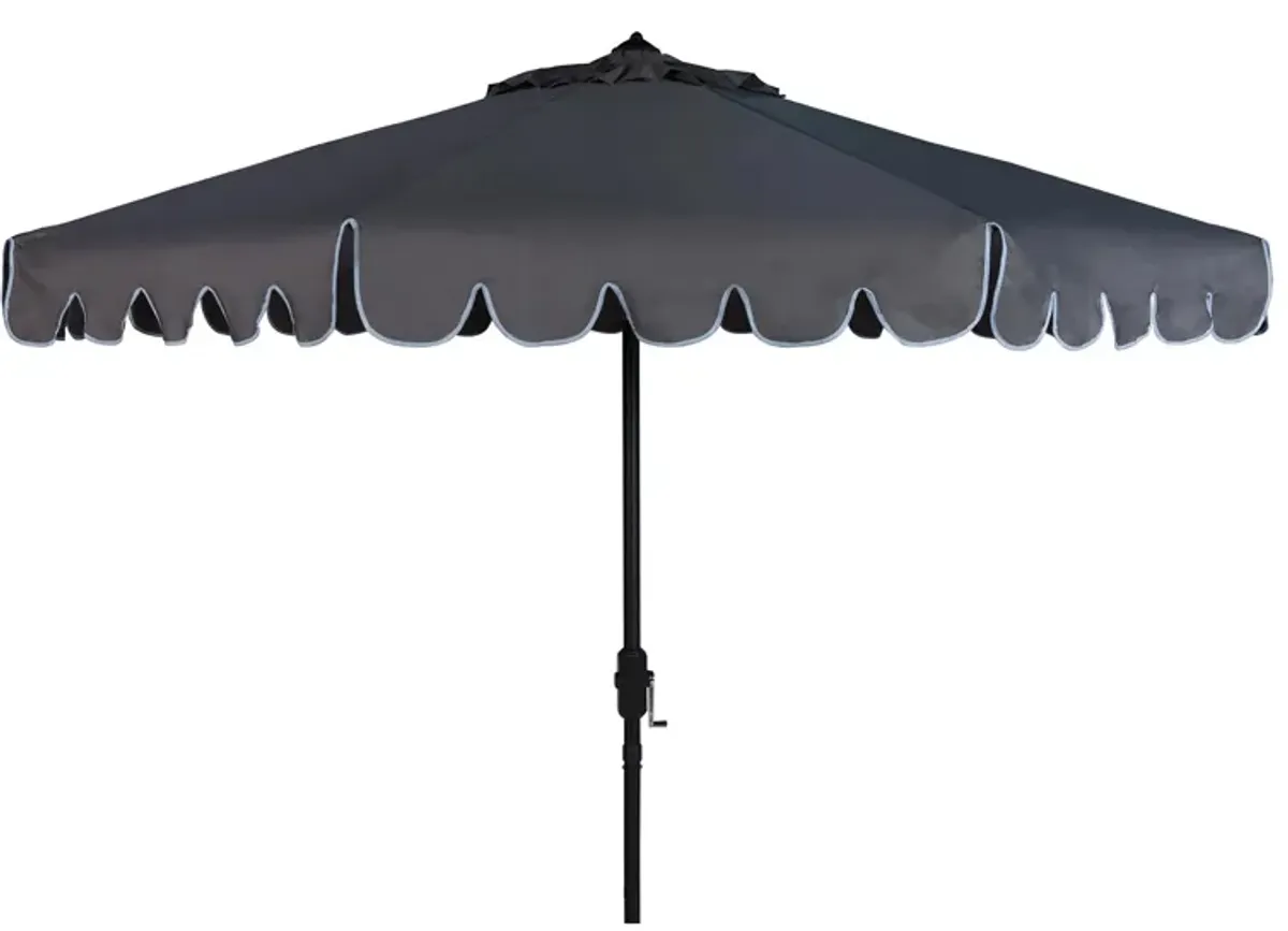 Doreen Single Scallop 9 ft Crank Outdoor Push Button Tilt Umbrella in Natural / Beige Cushion by Safavieh