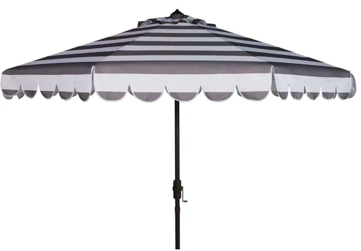 Muriel Single Scallop Striped 9 ft Crank Push Button Tilt Umbrella