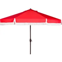 Murphy Fringe 9 ft Crank Outdoor Push Button Tilt Umbrella in Red by Safavieh