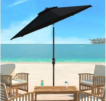 Ortega UV Resistant 9 ft Auto Tilt Crank Umbrella in Black by Safavieh