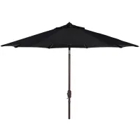 Ortega UV Resistant 9 ft Auto Tilt Crank Umbrella in Black by Safavieh