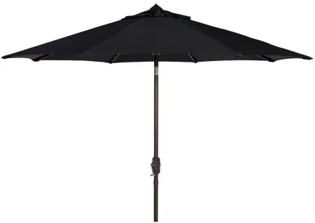 Ortega UV Resistant 9 ft Auto Tilt Crank Umbrella in Gray / Brown / White by Safavieh