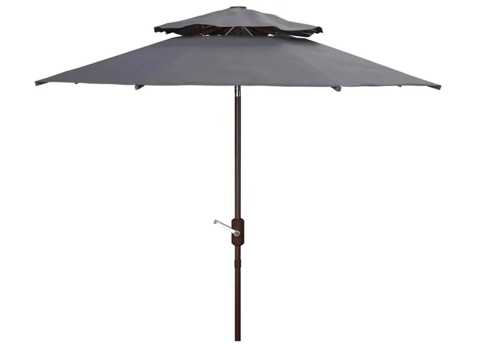 Shay 9 ft Double Top Crank Umbrella in Teak / Beige by Safavieh