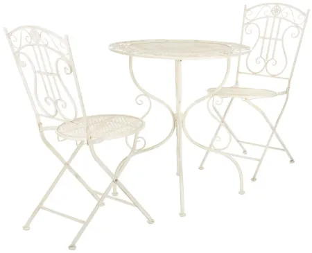 Zinnia 3-pc. Outdoor Dining Set in Pearl White by Safavieh