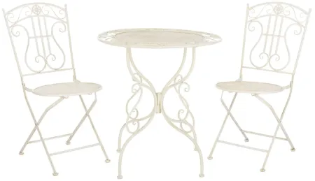 Zinnia 3-pc. Outdoor Dining Set in Pearl White by Safavieh
