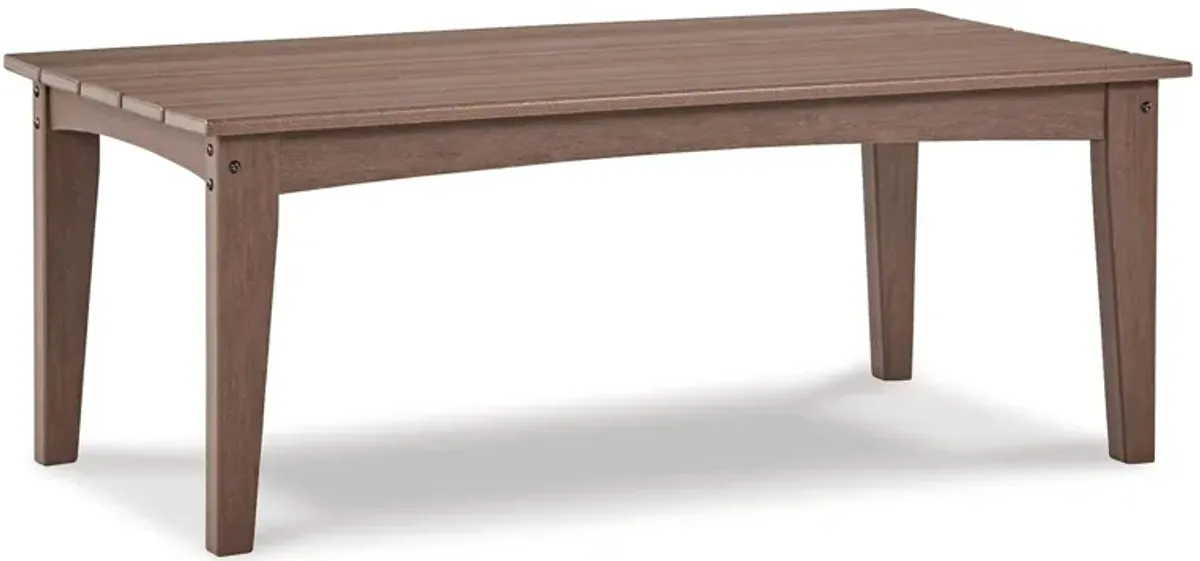 Emmeline Outdoor Coffee Table in Brown by Ashley Furniture