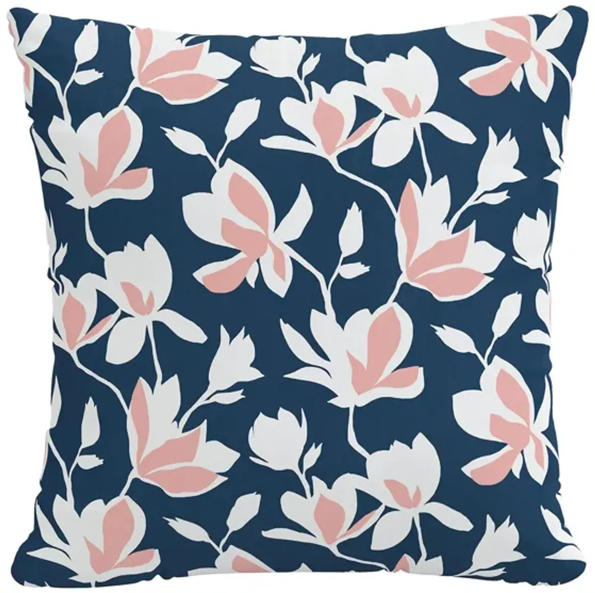 22" Outdoor Silhouette Floral Pillow in Silhouette Floral Navy Blush by Skyline