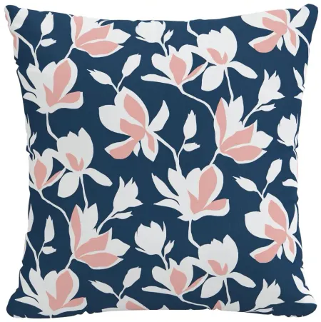 22" Outdoor Silhouette Floral Pillow in Silhouette Floral Navy Blush by Skyline
