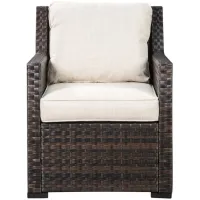 Easy Isle Outdoor Cushioned Lounge Chair in Dark Brown/Beige by Ashley Furniture