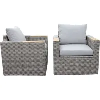 Teak and Wicker Captains Chairs with Storage, 2 pk in Grey by Outdoor Interiors